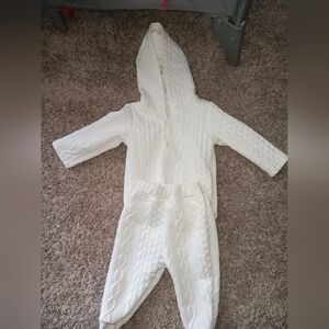 White Quilted Onesie and Pants Set.